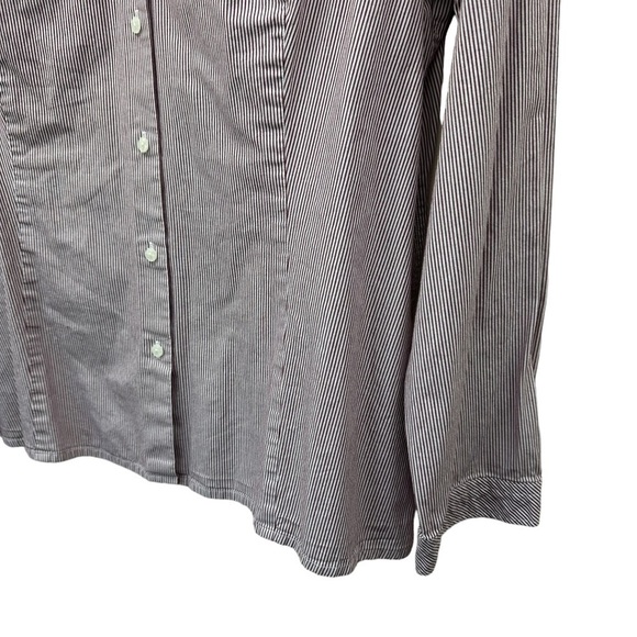 Talbots Red and White Pinstripe Ruffle Long Sleeve Blouse, XL - Picture 4 of 8